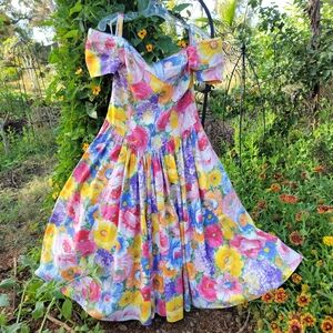 Vintage Floral Off-Shoulder Prom Dress